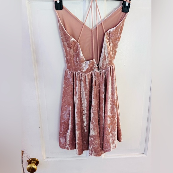 Pink Velvet Strappy Romper - Picture 2 of 5